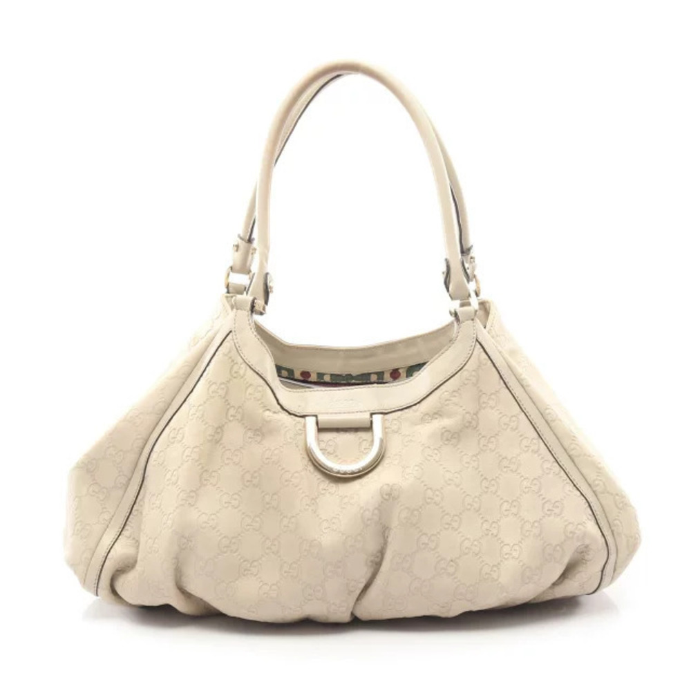 Gucci Abbey Gucci Guccissima Shoulder Bag Leather Beige Cream